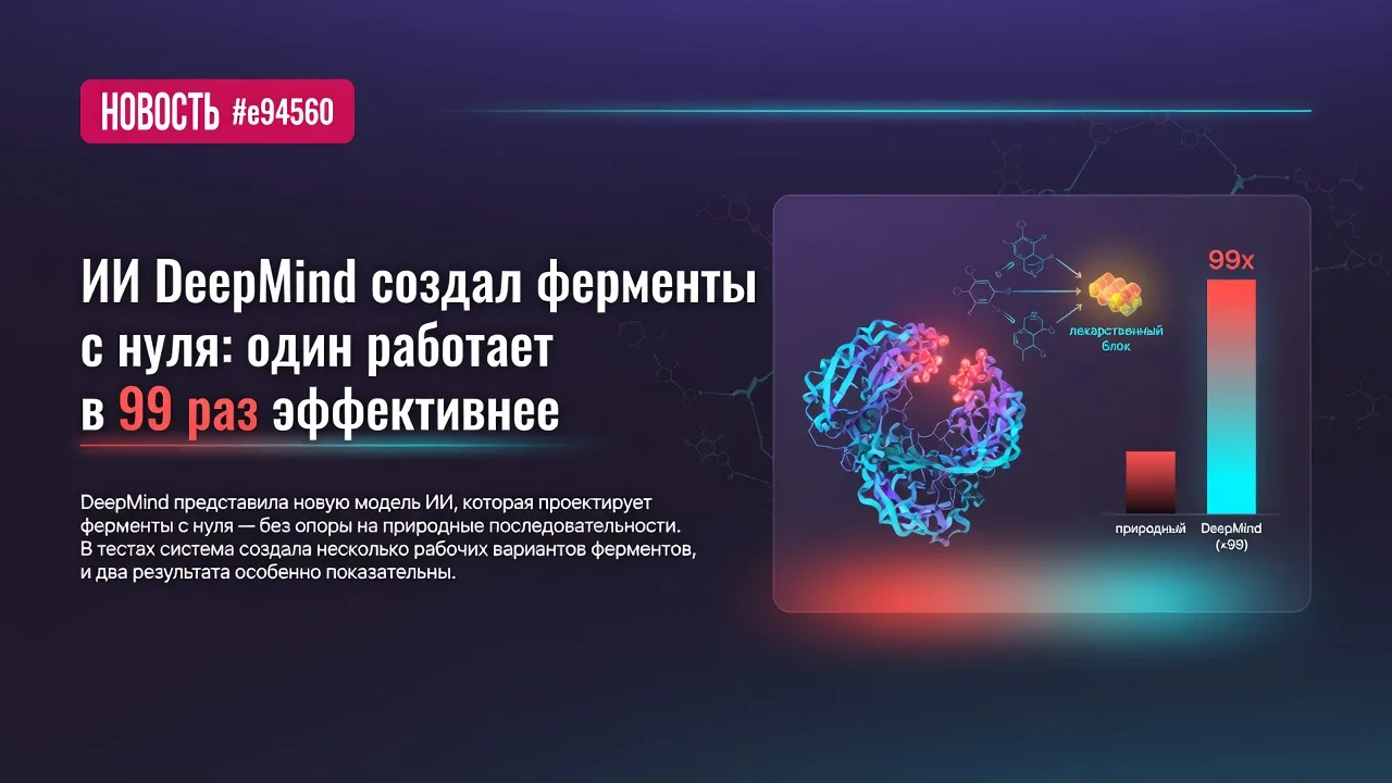 ИИ DeepMind создал ферменты с нуля: один работает в 99 раз эффективнее