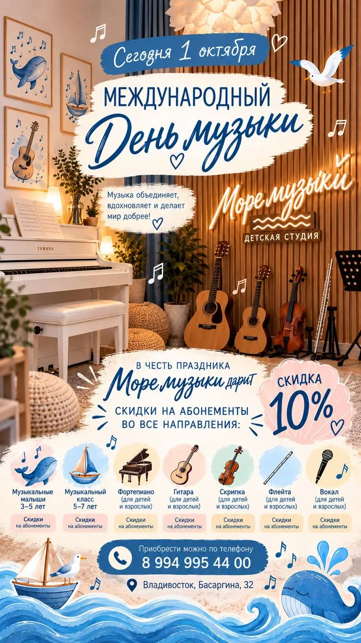 🎶 1 октября — Международный день музыки!