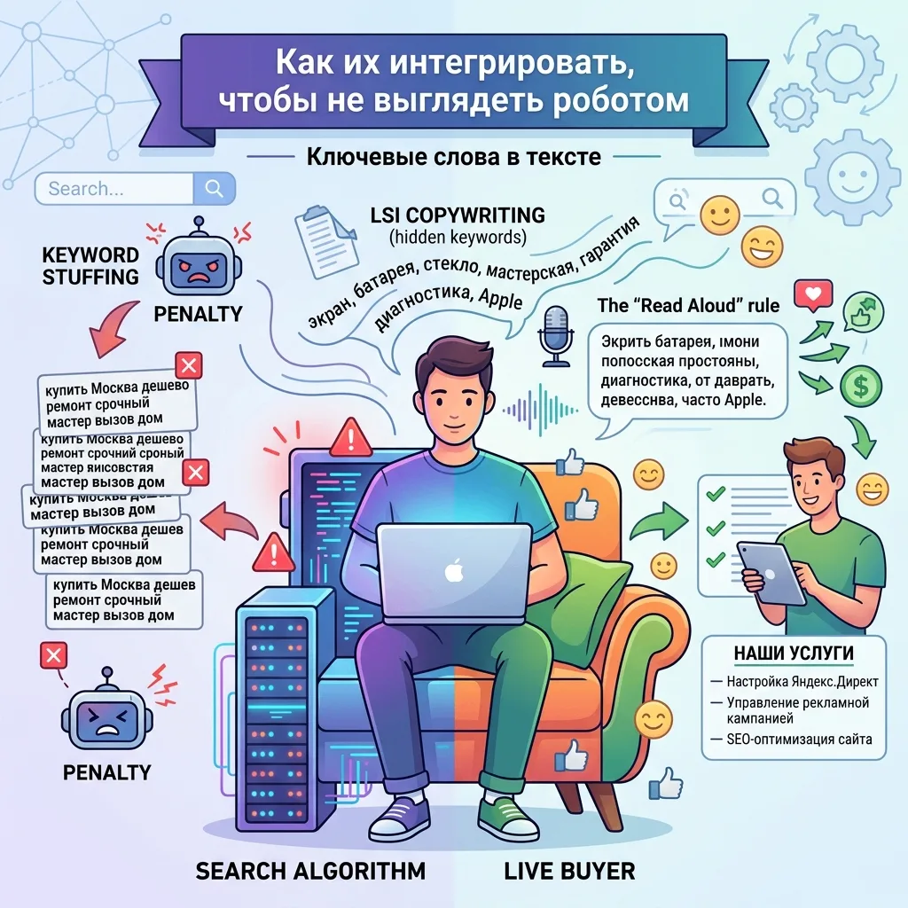 Ключевые слова в тексте: Как вписать их так, чтобы не выглядеть роботом