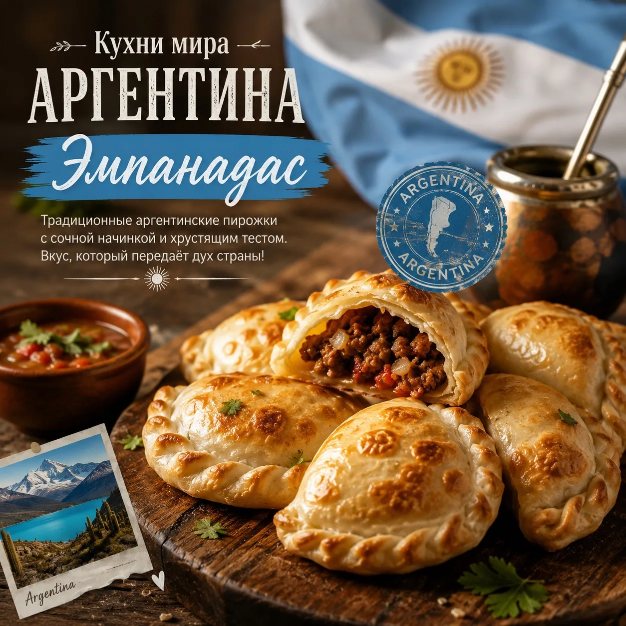 Кухни мира — Аргентина
Эмпанадас

Эмпанадас — одно из самых известных блюд аргентинской кухни и люби