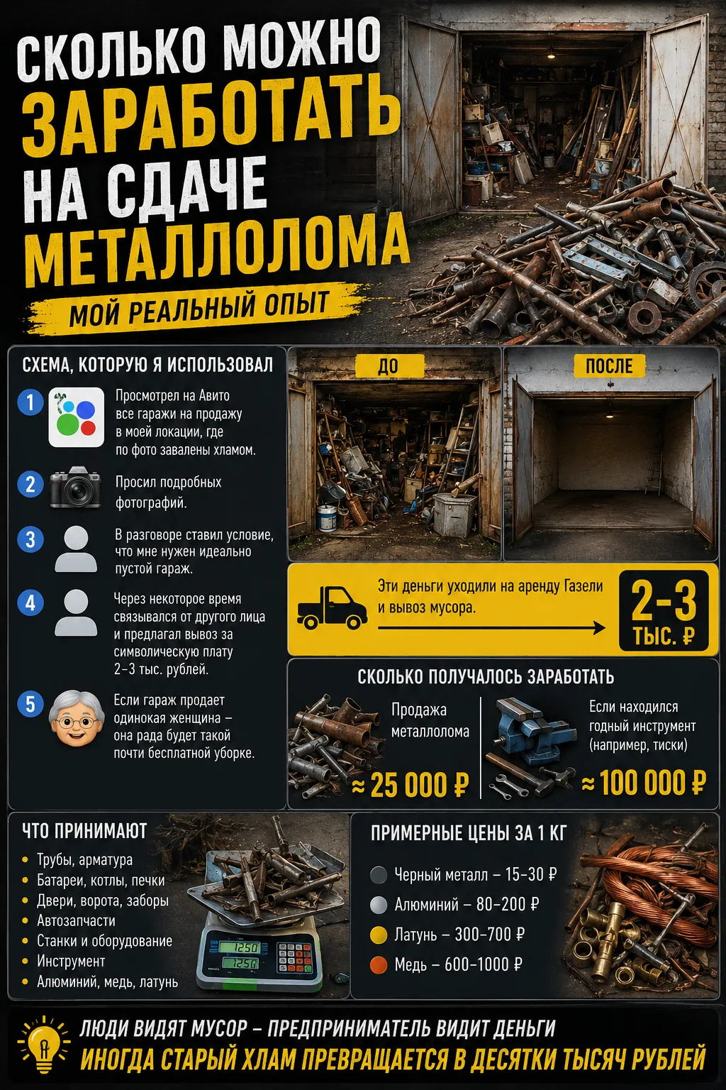 Сколько можно заработать на сдаче металлолома