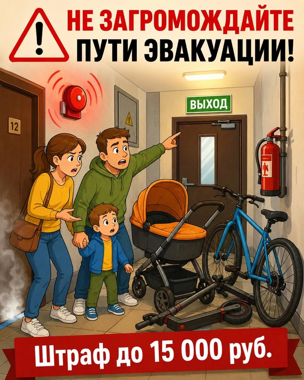 🚨 Почему нельзя хранить велосипед или коляску в подъезде?