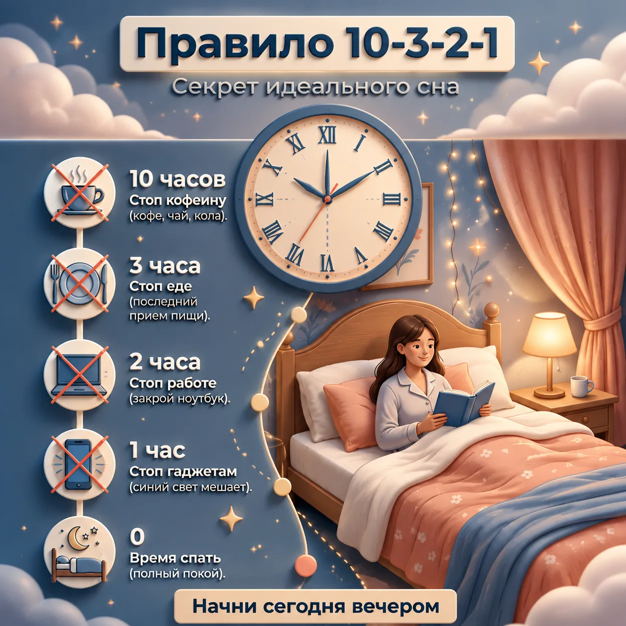 Правило «10-3-2-1» - секрет идеального сна.