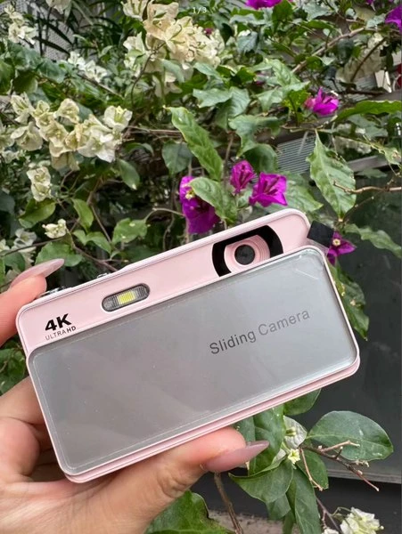💻QIAOSHENG Цифровая камера 64MP, 16x зум, 4K Zoom, Автофокус, Слайдер, 32GB, Цвет Розо...