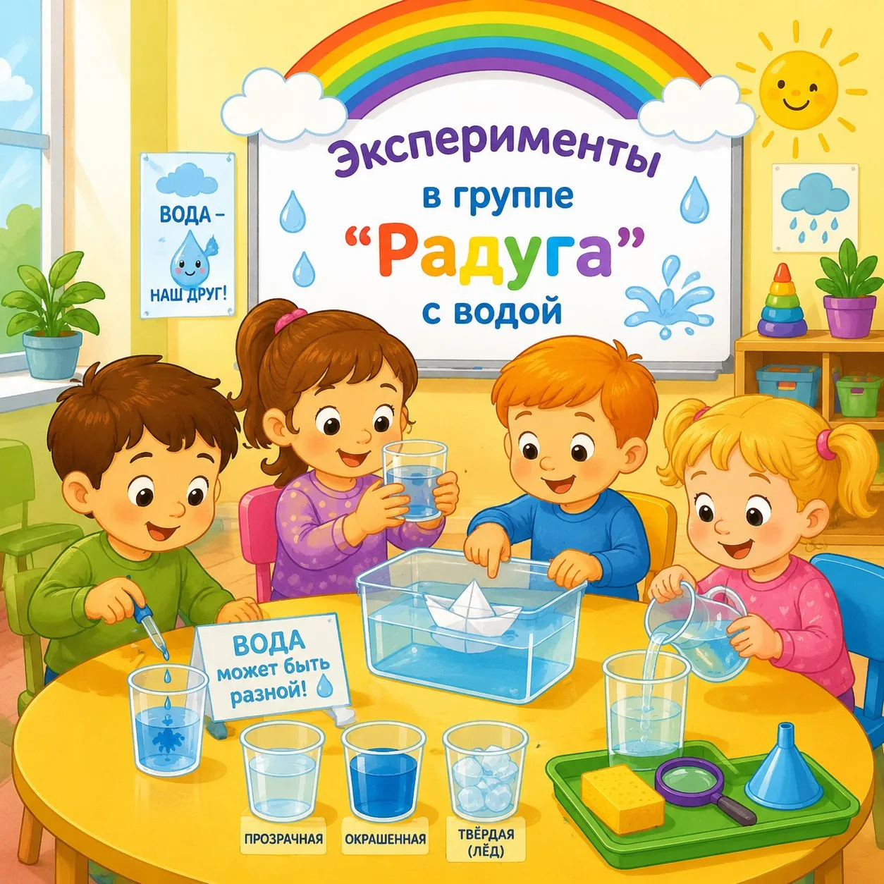 🌈 Что делают малыши во второй младшей группе? Экспериментируют с водой!