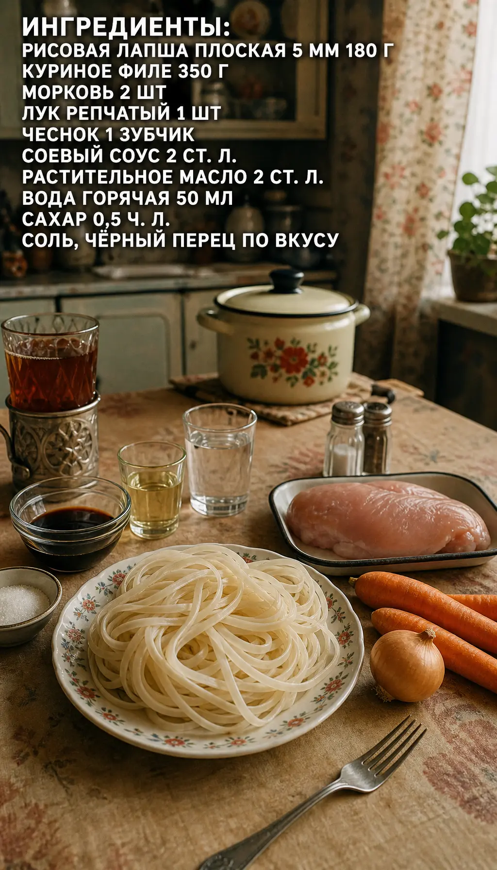 Рисовая лапша с курицей