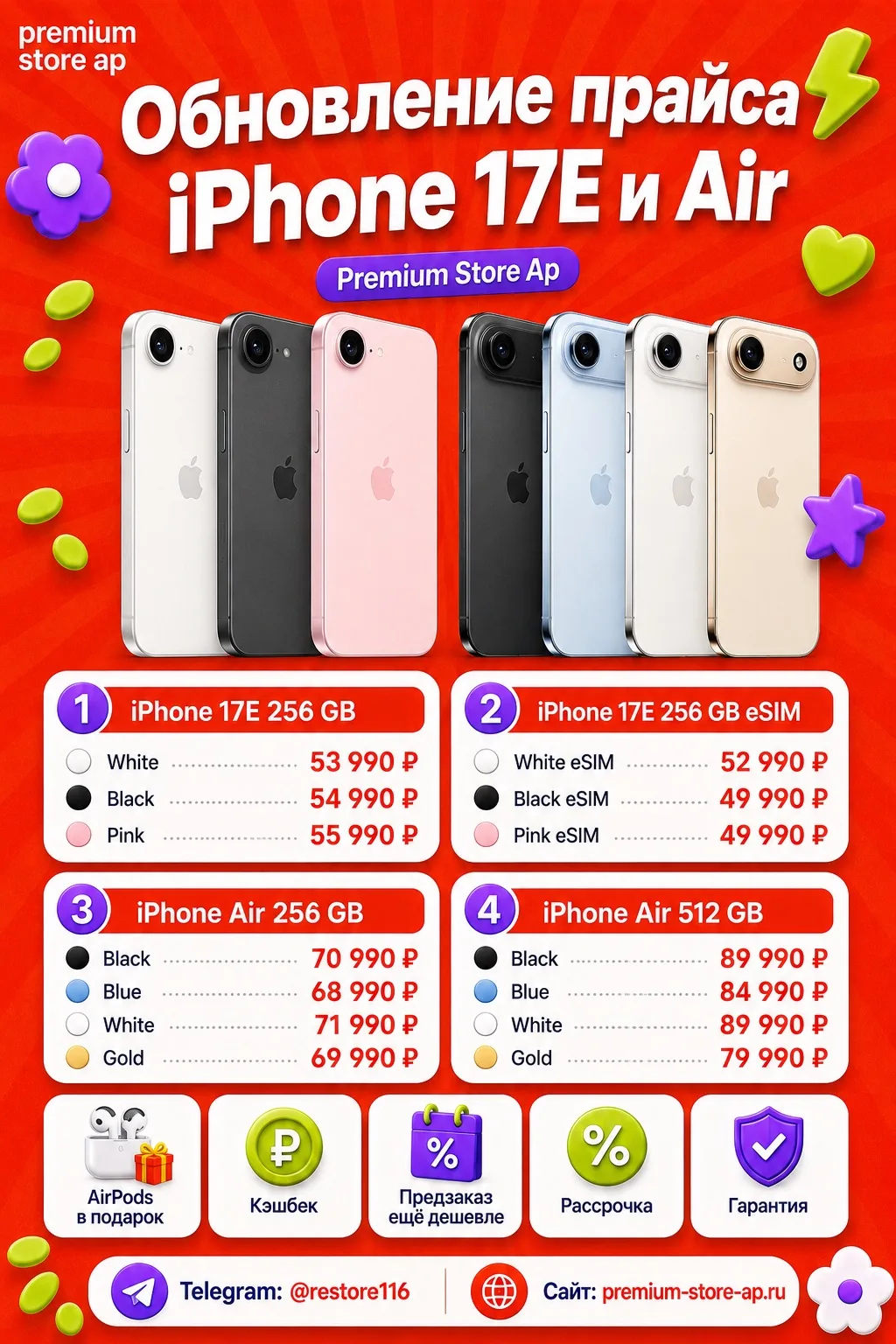 Актуальный прайс на технику Apple и Samsung ✅