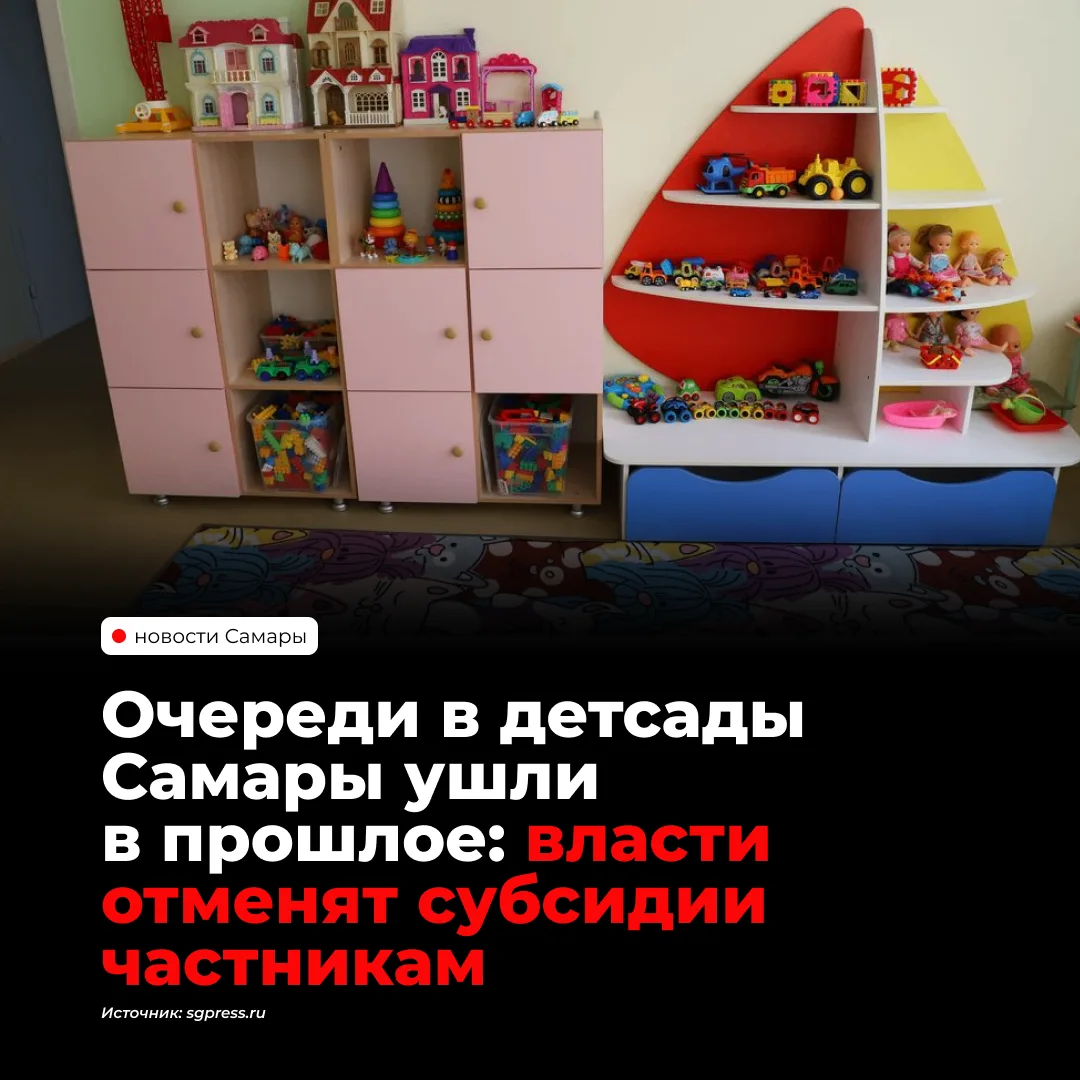 В Самаре планируют прекратить субсидирование частных детских садов с 2027 года. Действу...