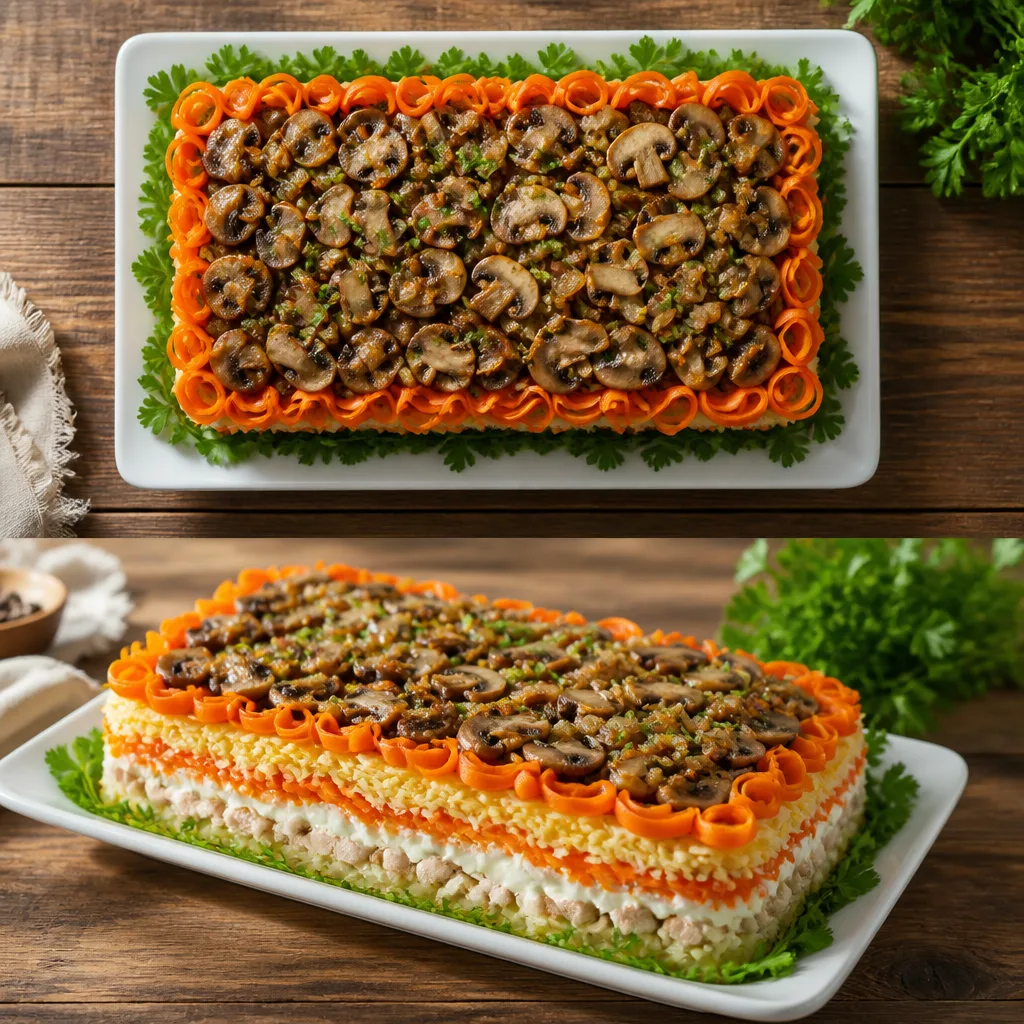 Салат «Весенний день» с курицей и грибами