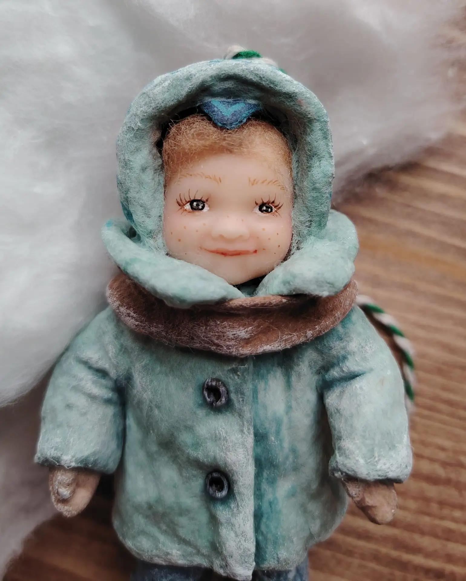 Ватная игрушка. Мальчик в голубенькой курточке🎄