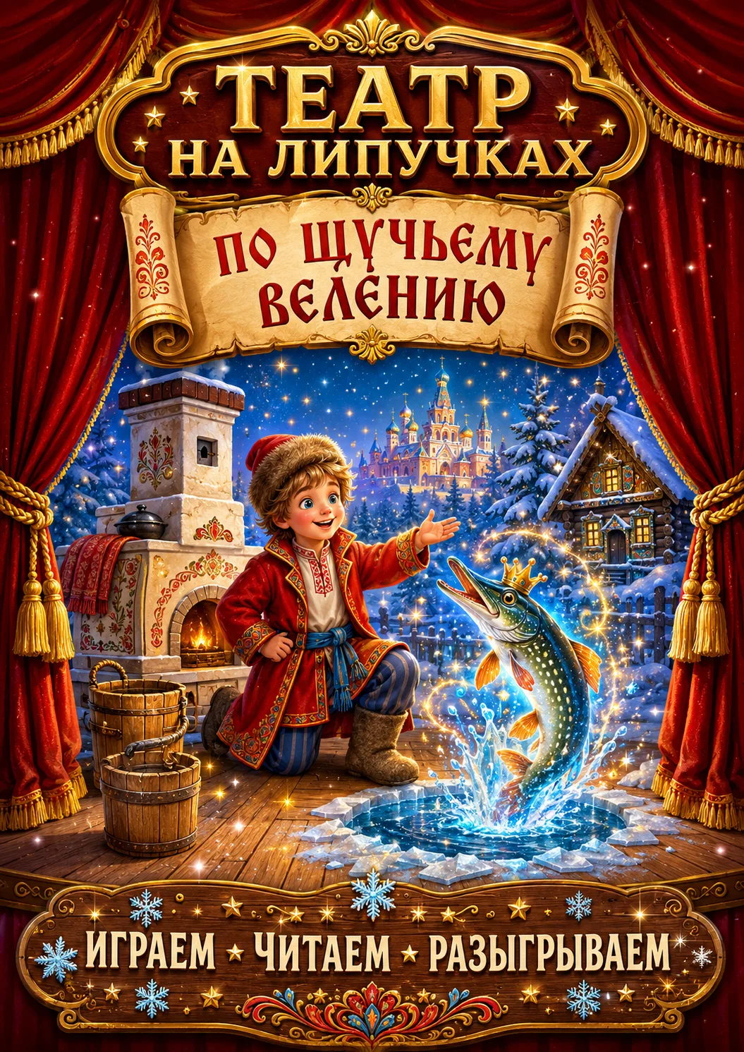 «ТЕАТР НА ЛИПУЧКАХ» — сказка «ПО ЩУЧЬЕМУ ВЕЛЕНИЮ»!

В наборе вас ждёт большой театральный комплект:
