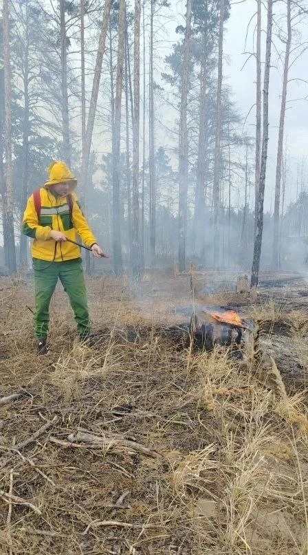 Три часа тушили огонь возле села Знаменка минусинские лесные пожарные   Сотрудники Минусинской лесоп