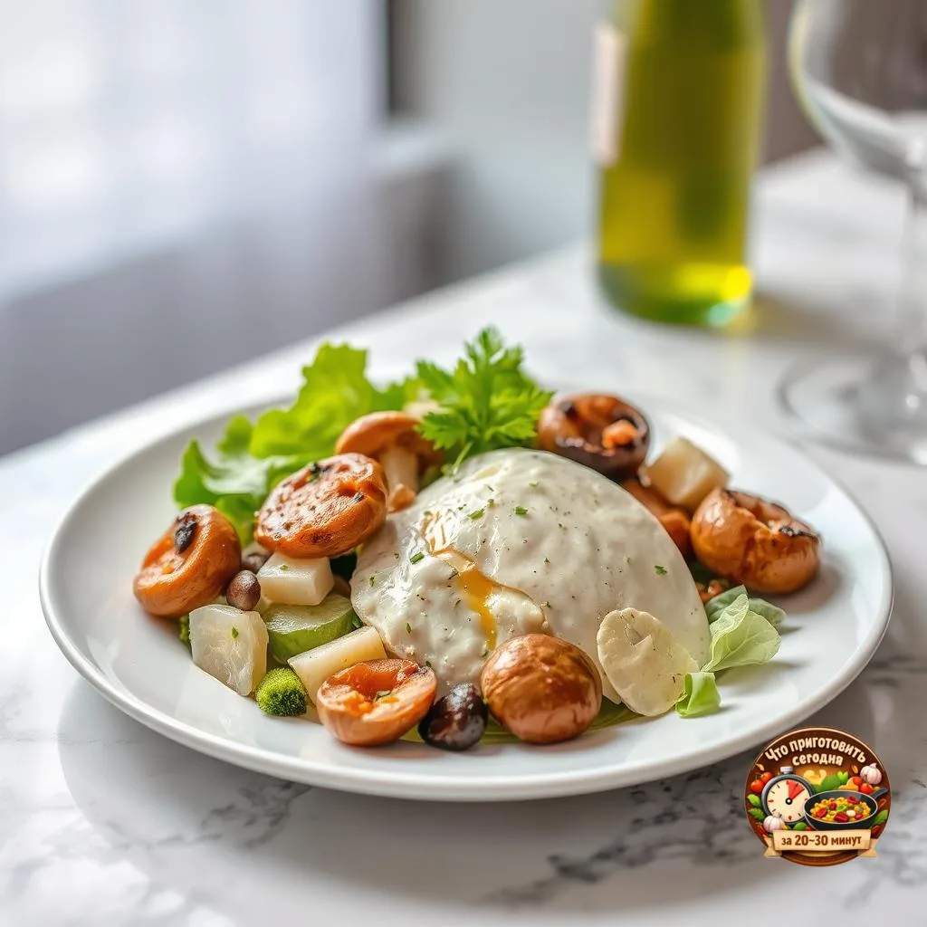 🍽️ Салат с сыром и маринованными грибами