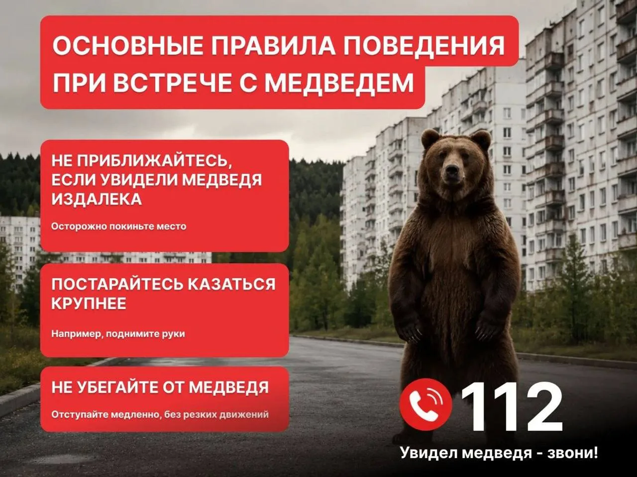 ❗️В Красноярске введен режим повышенной готовности из-за участившихся выходов медведей....