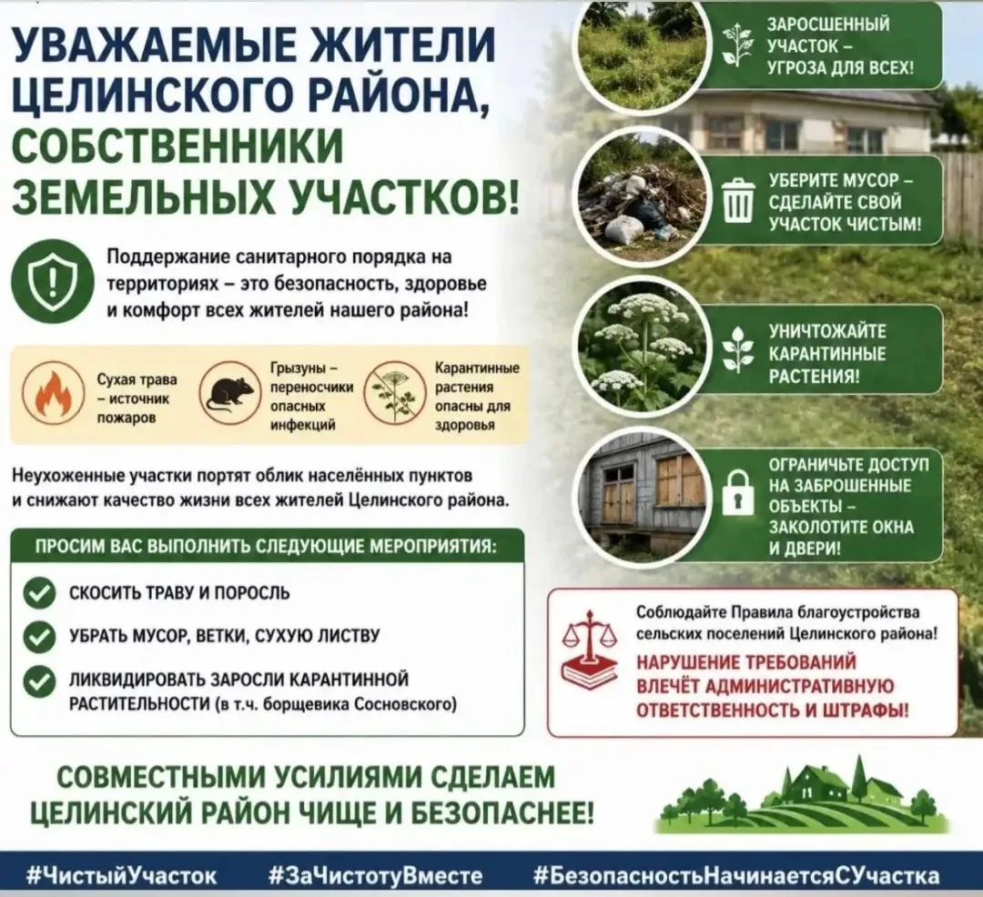 Напоминаем жителям Хлеборобного сельского поселения о правилах благоустройства придворо...