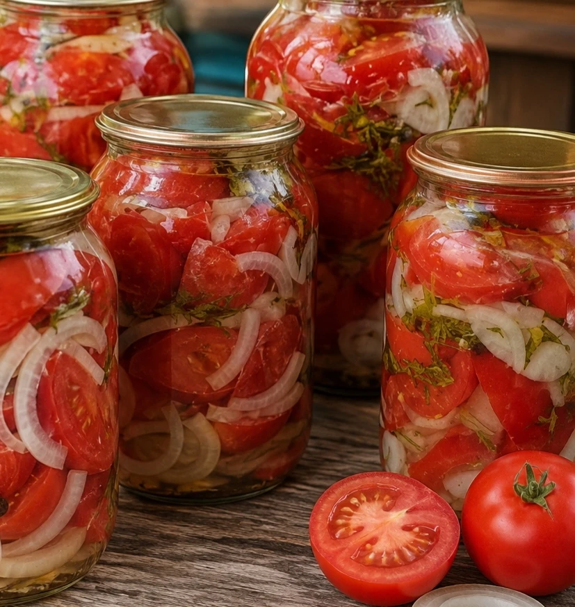 🍅🧅🌶️ «САЛАТНЫЙ ДУЭТ В МАСЛЕ»: Спелые томаты с луком, сладким и острым перцем на зиму...