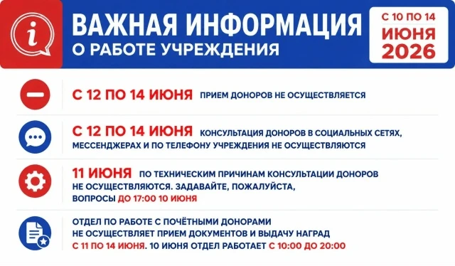 Уважаемые доноры!

Важная информация о работе учреждения в нашей карточке 👆
Карта ограничений на дв
