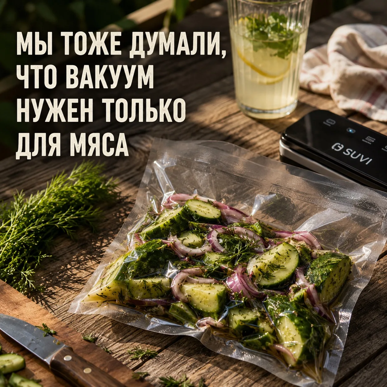 🥒 Многие знают, что в вакууме быстрее маринуется мясо.

Но мало кто использует его для овощей.

А з