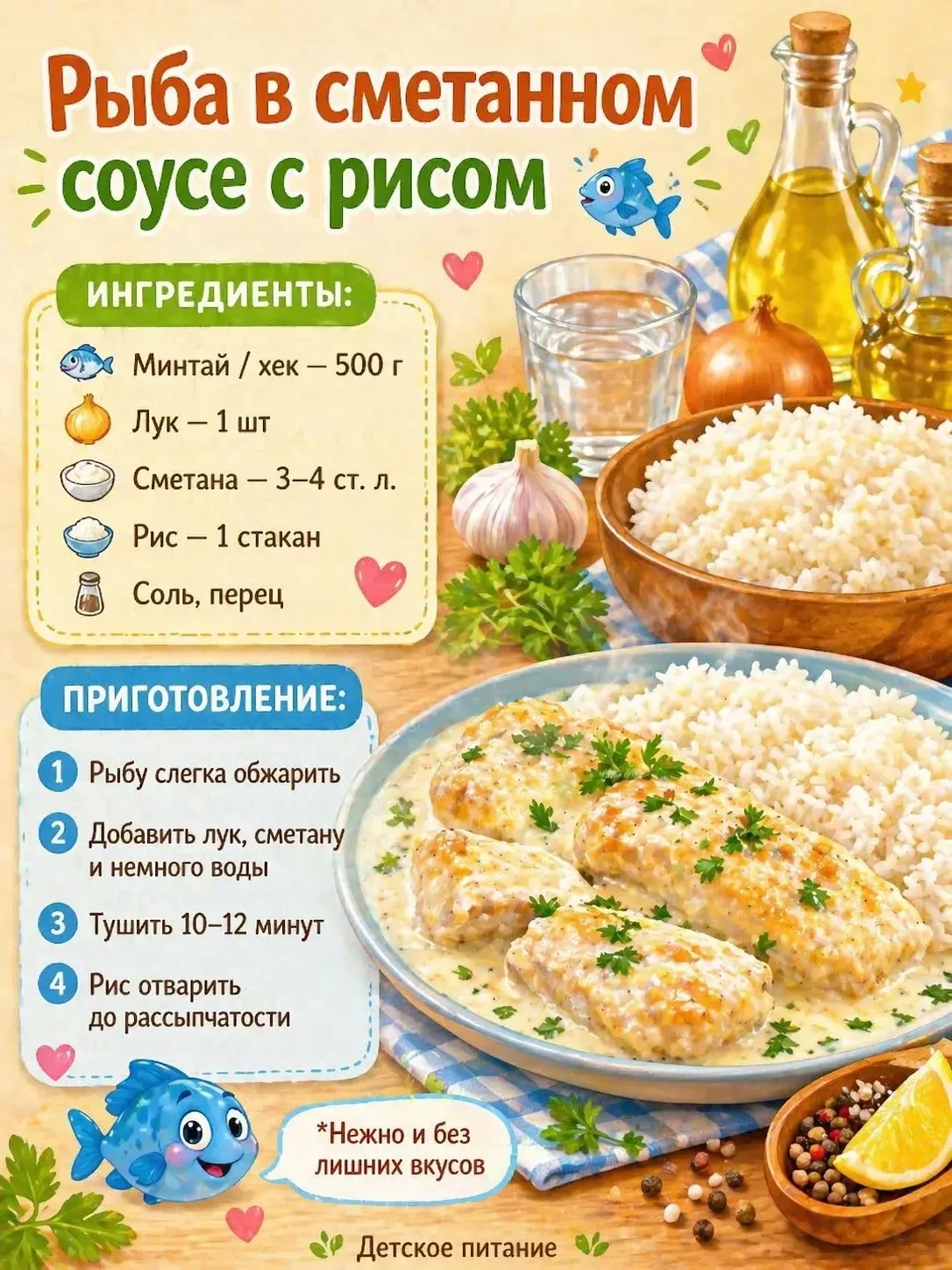 Рыба в сметанном соусе с рисом

Оцените пост 🩷

Детское питание - Подписаться!