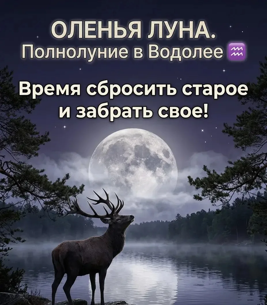 29 июля в 17:36 мск нас ждет Полнолуние в Водолее ♒️ Июльское полнолуние традиционно называют Оленье