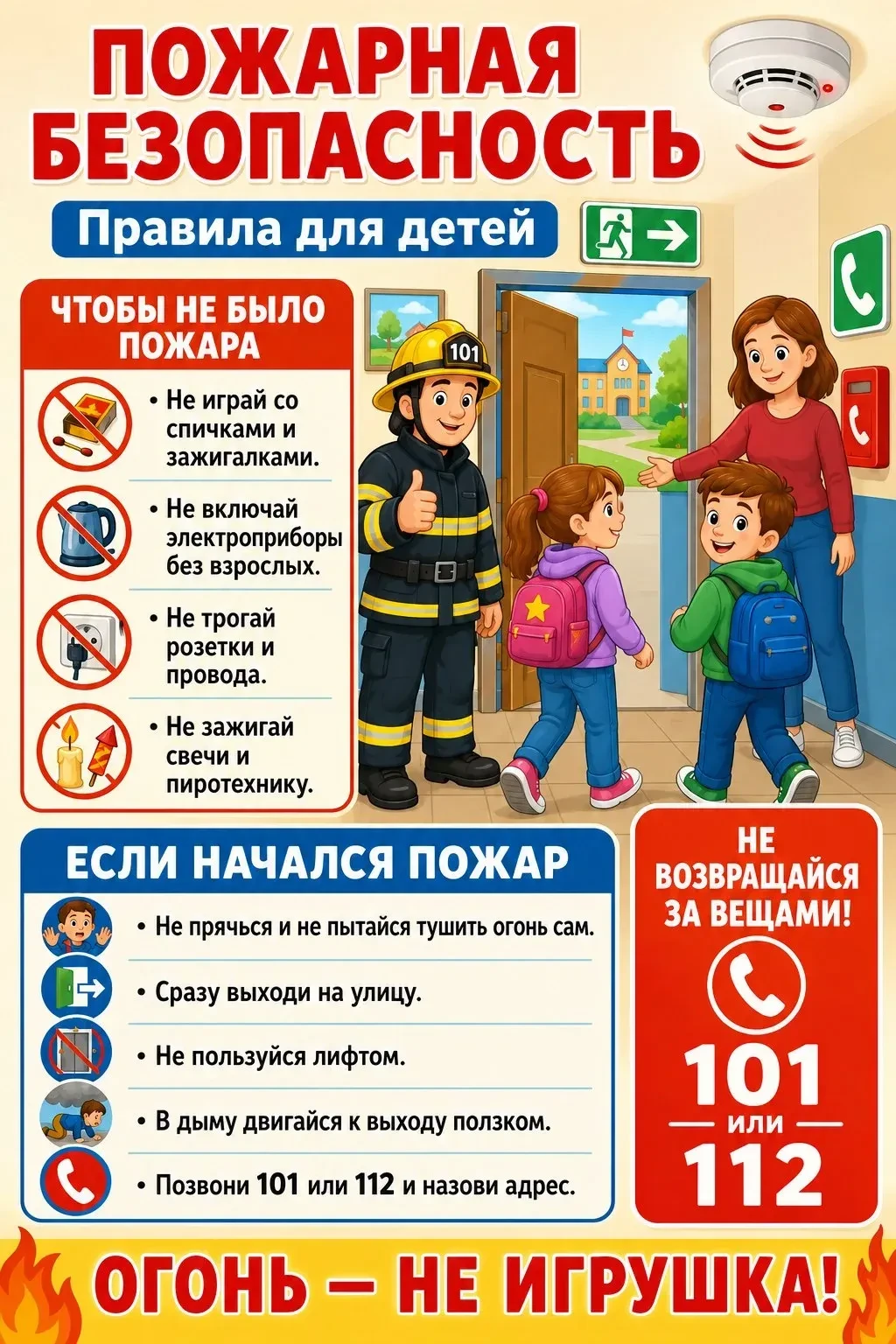 Безопасность при пожаре - это прежде всего знание базовых правил, и освоить их важно ка...