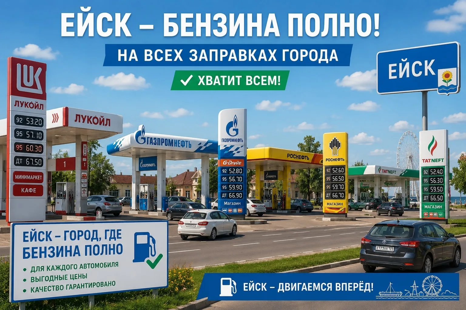 Информация для интуристов. В Ейске бензина пруд-пруди, можно даже в нем купаться🏊‍♂️приезжайте все 