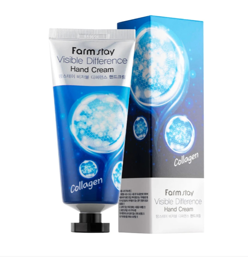 Крем для рук с коллагеном FarmStay Visible difference collagen hand cream помогает интенсивно увлажн