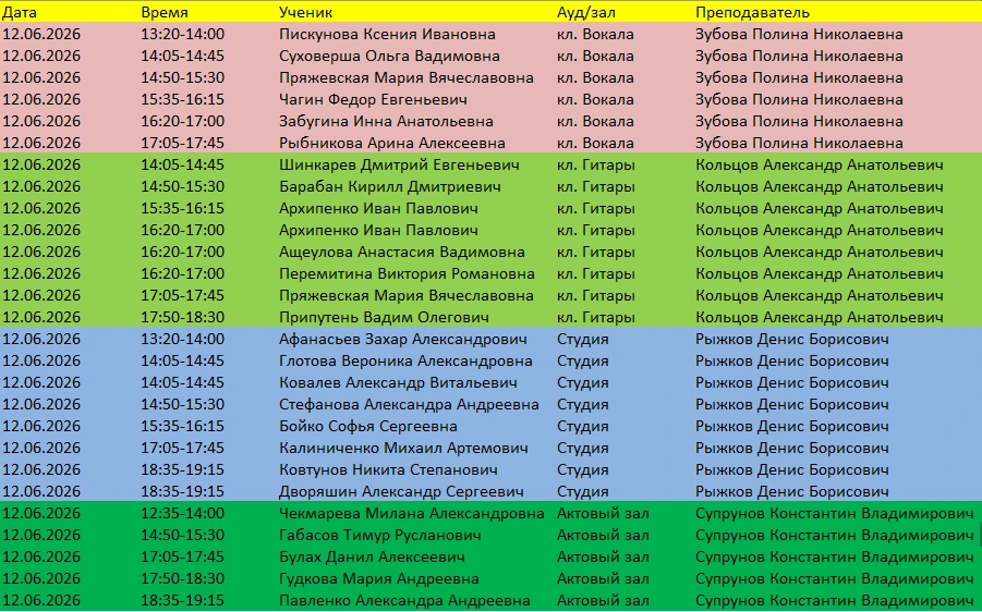 Добрый вечер! Занятия на 12.06 !
