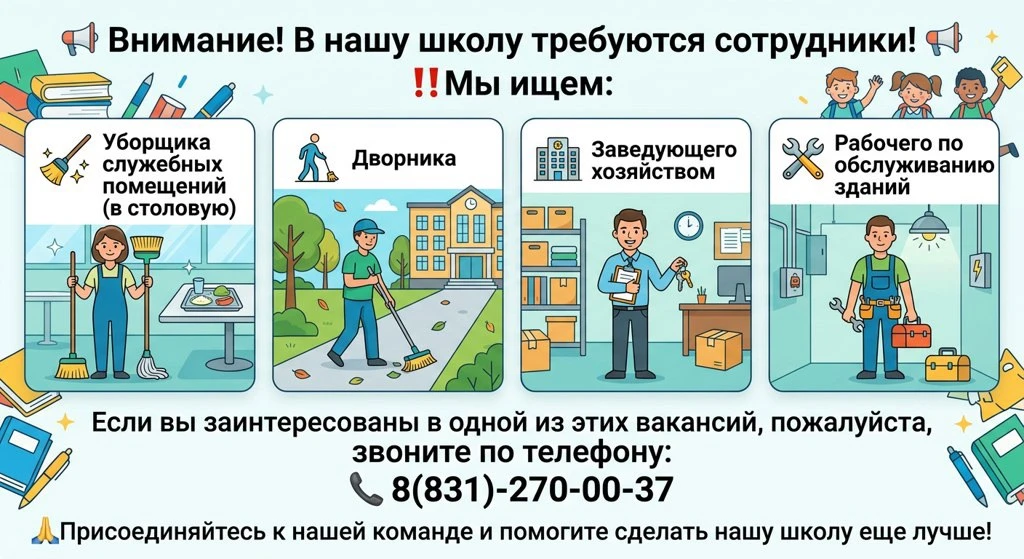 📢 Внимание! В нашу школу требуются сотрудники! 📢