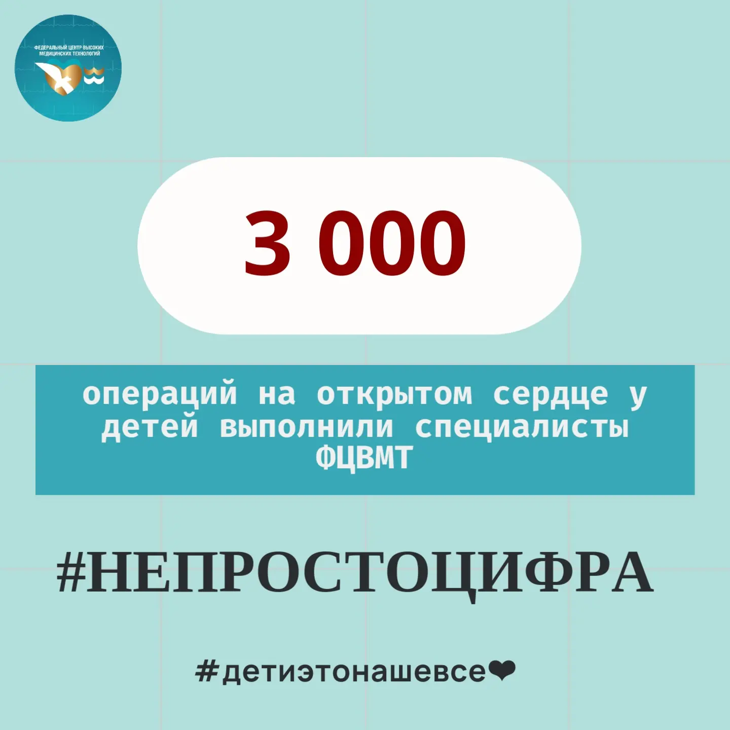 3 000 операций на открытом сердце у детей выполнили специалисты ФЦВМТ.

Эта цифра - не просто статис