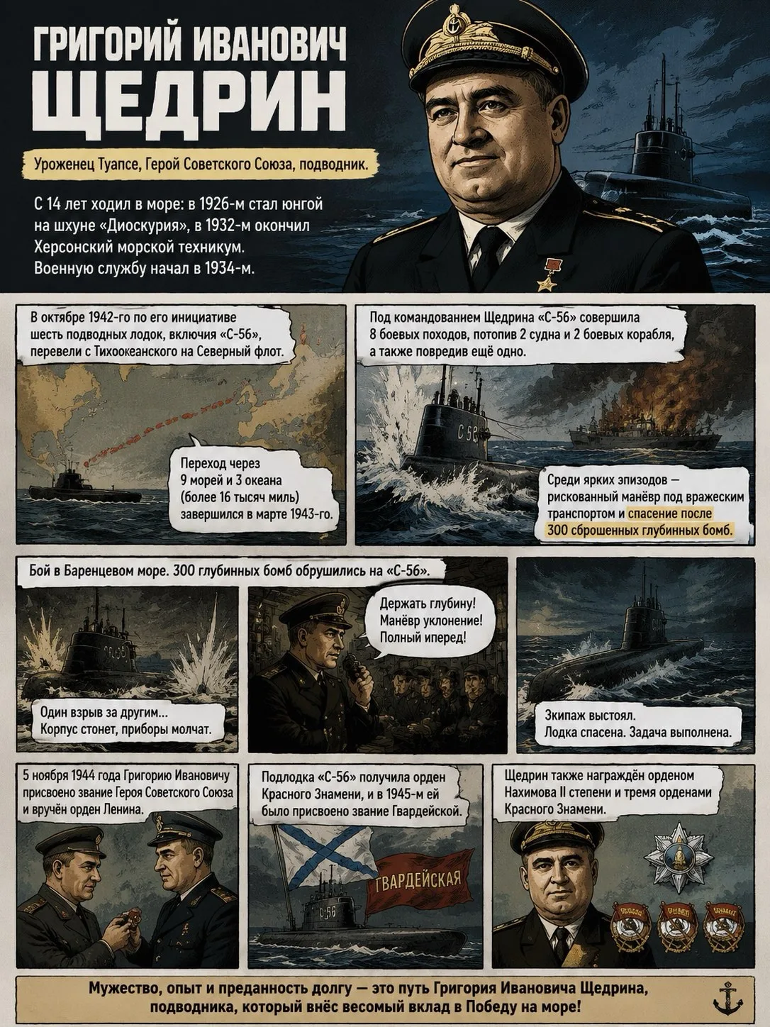 ⚓️Григорий Щедрин - герой моря и защитник Родины🌊

День Военно-Морского Флота - особенно значимый д