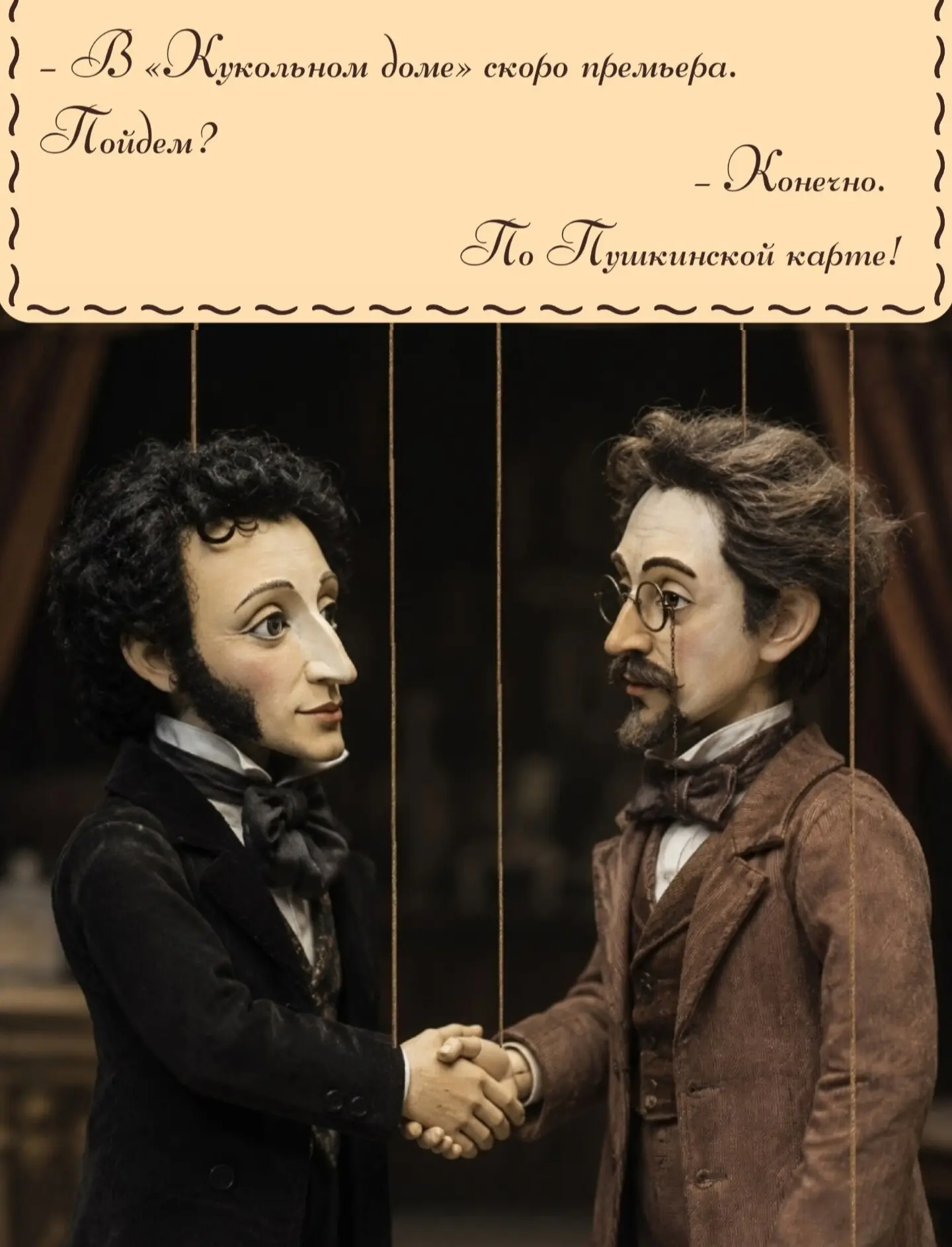 🤝Жмем руку любителям классики!

🎭Но читать Чехова в школе – одно, а увидеть на сцене «Кукольного д