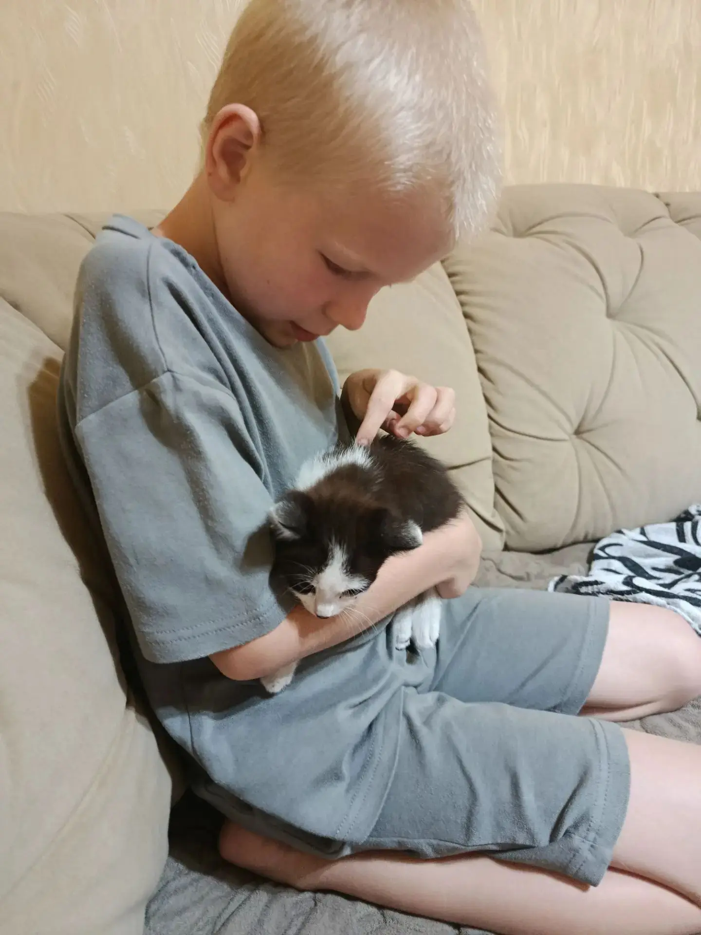 Каждое утро Иван наливает в мисочку тёплое молоко, а вечерами увлечённо играет с малень...