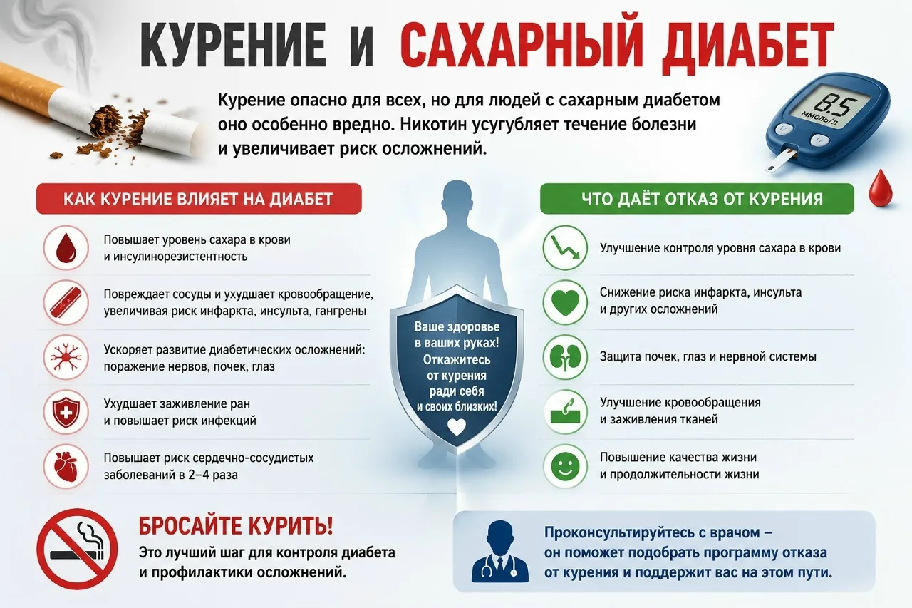 ⚠️ Курение и сахарный диабет