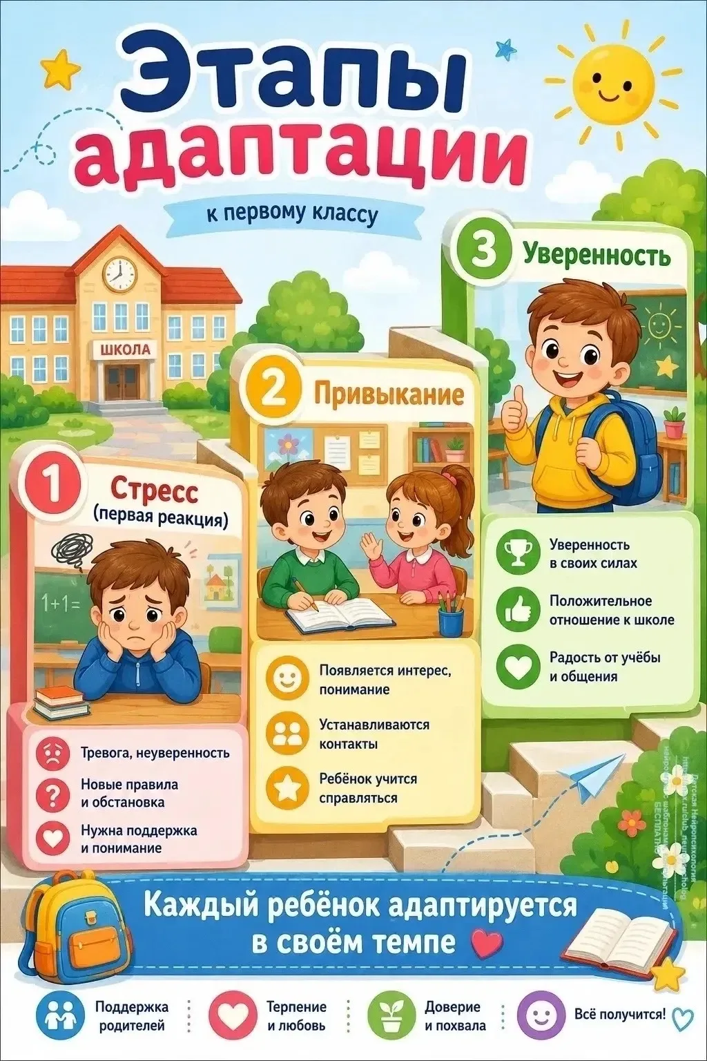 #РОДИТЕЛЯМ_55

📚 Адаптация в 1-м классе?

🎒 Адаптация — это процесс приспособления организма и пси