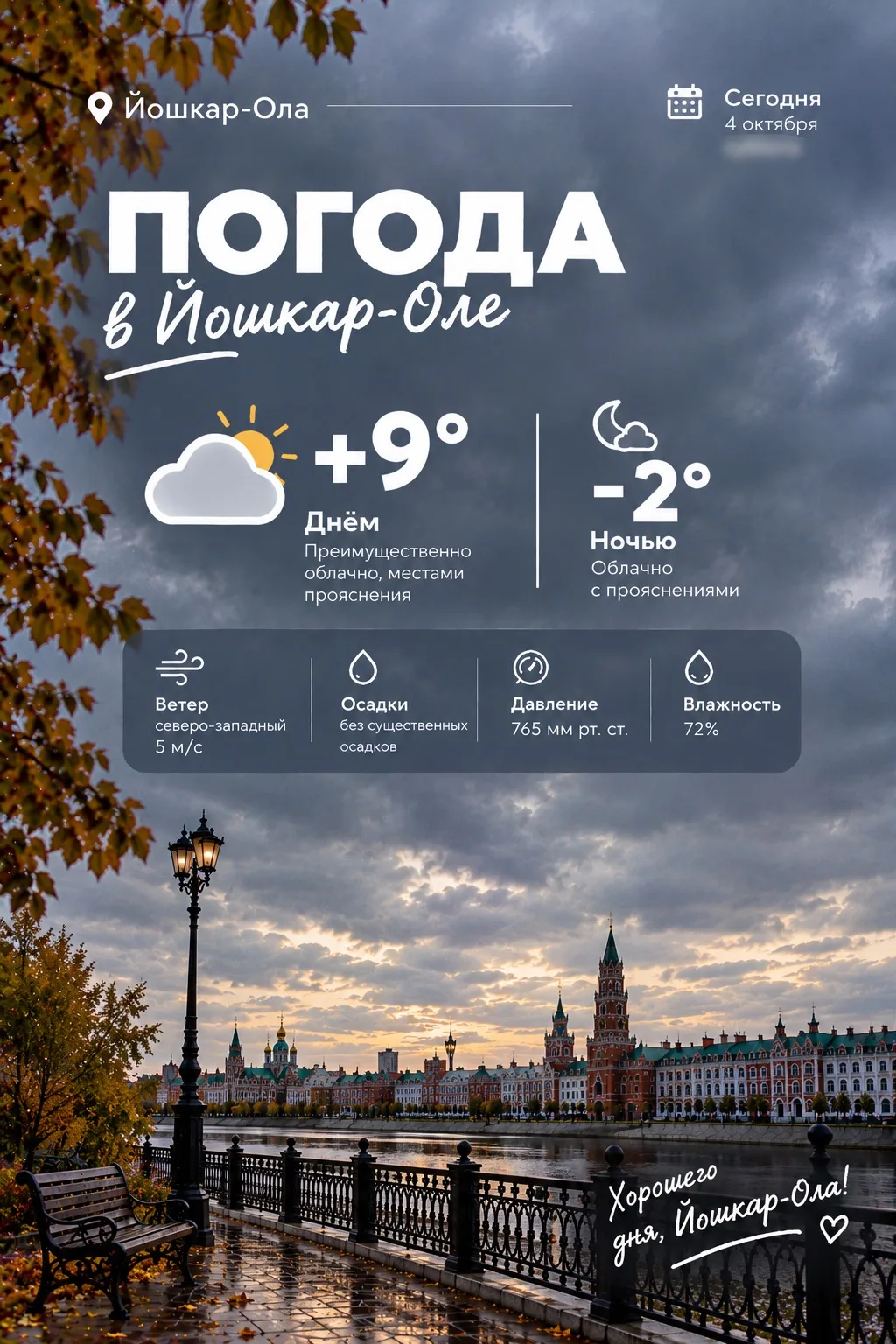 🌤️ В Йошкар-Оле сегодня прохладно
