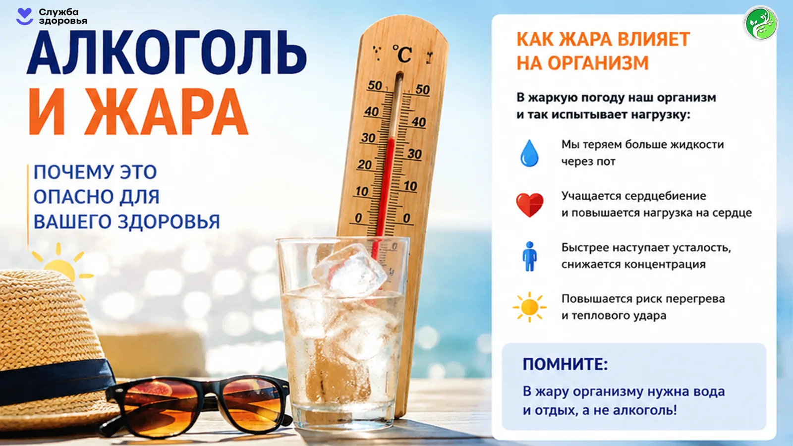 ❌ Алкоголь + Жара = Опасность для жизни ❌