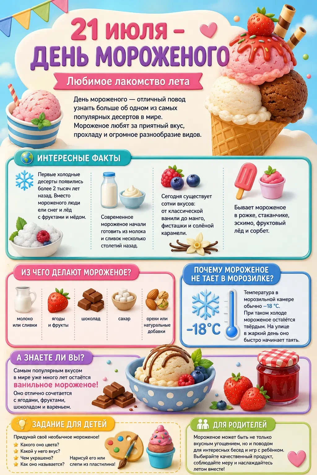 🍨 Простой рецепт домашнего мороженого для детского праздника

В честь Дня мороженого предлагаем вам