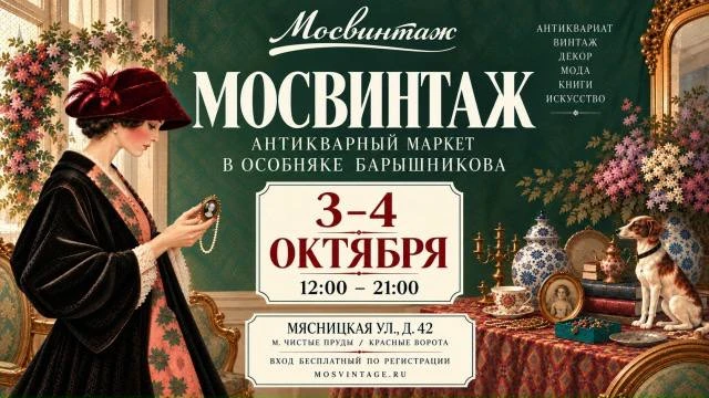 3–4 октября 12:00–21:00 МОСВИНТАЖ В Особняке Борышникова 🤩