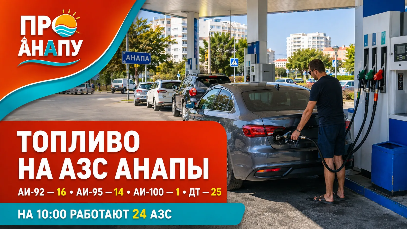 В Анапе на 1 сентября бензин АИ-92 есть на 16 АЗС, АИ-95 — на 14