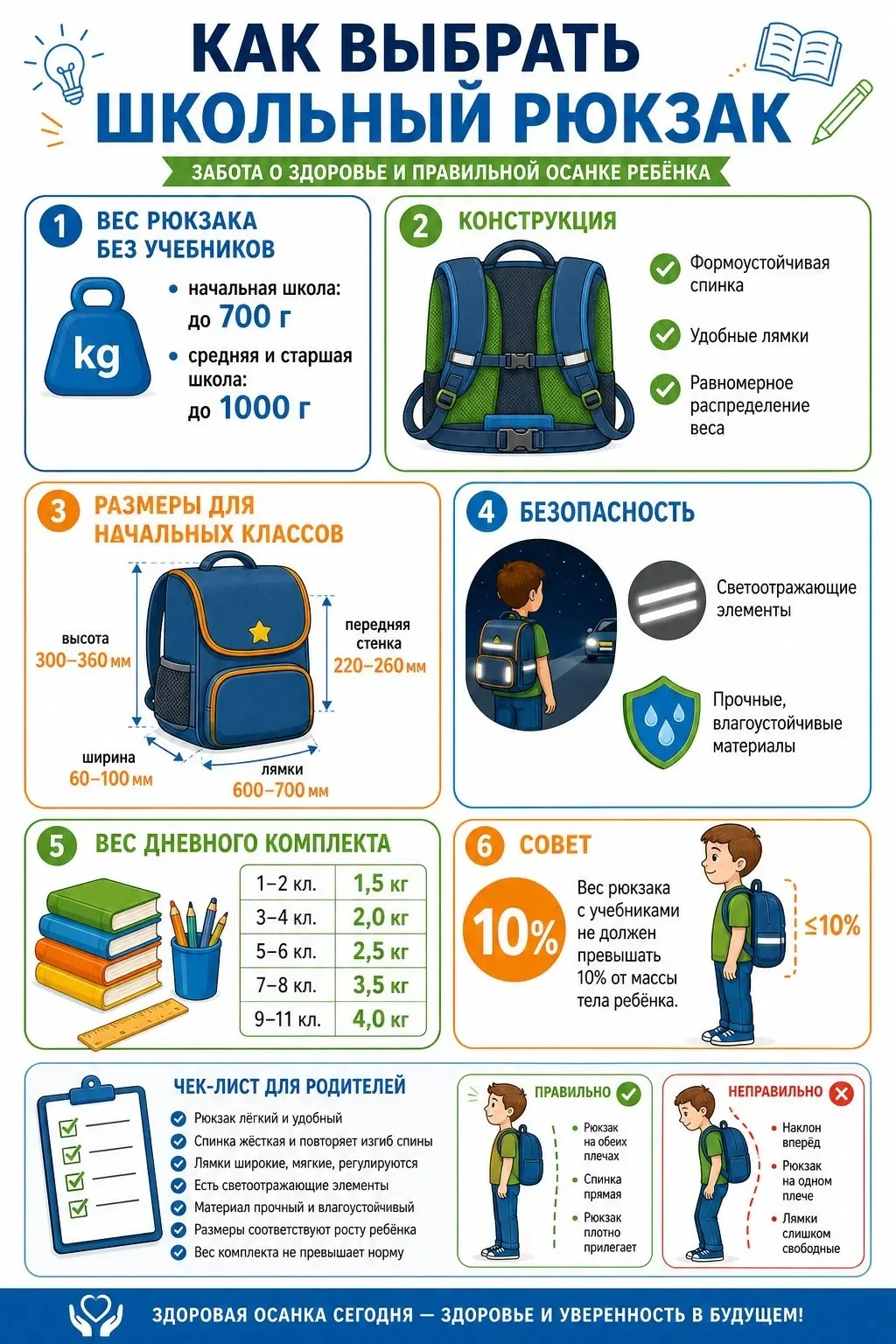 🎒 Как выбрать ранец, чтобы не навредить спине ребёнка