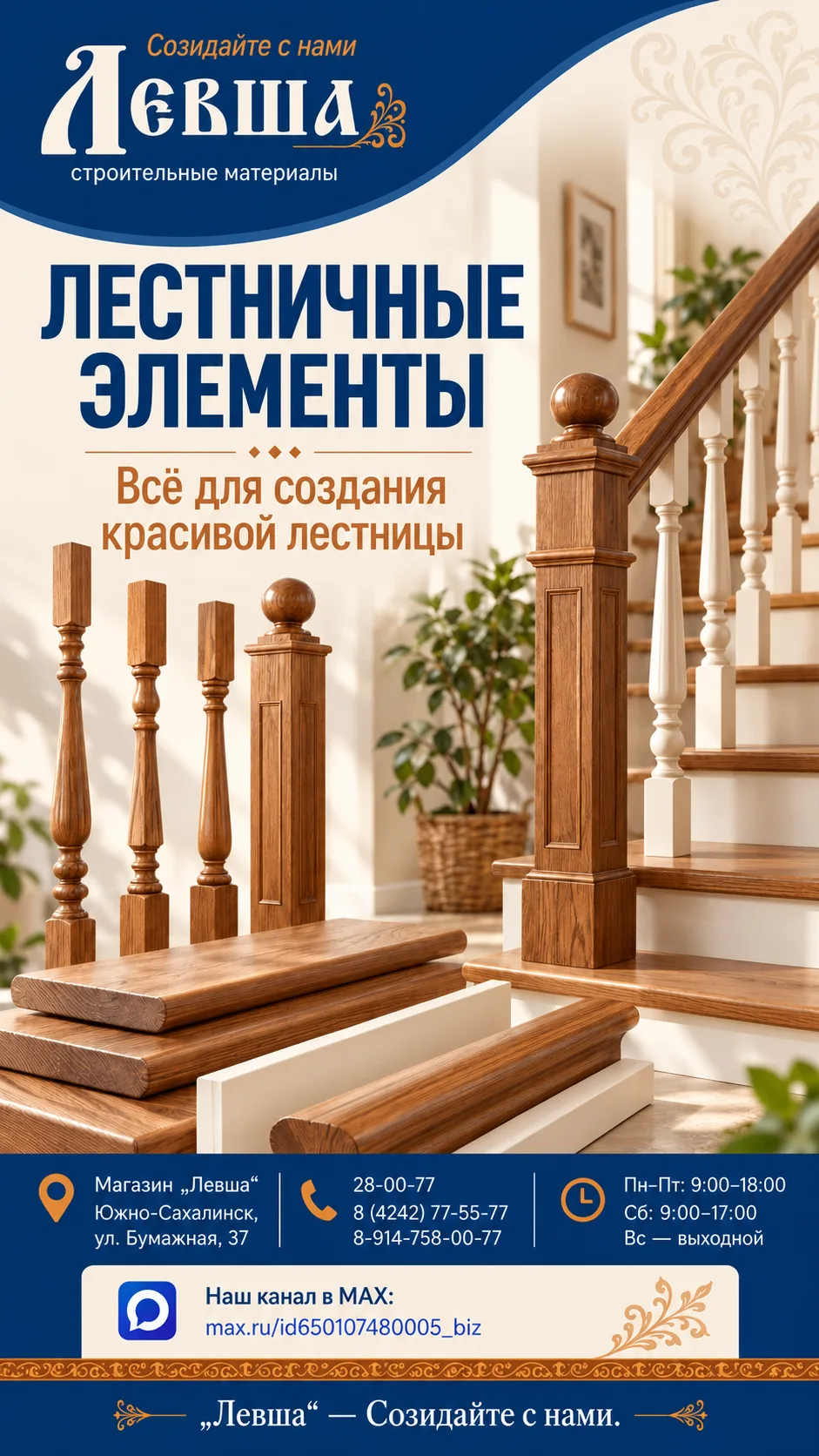 🪵 ЛЕСТНИЧНЫЕ ЭЛЕМЕНТЫ — В «ЛЕВШЕ»!