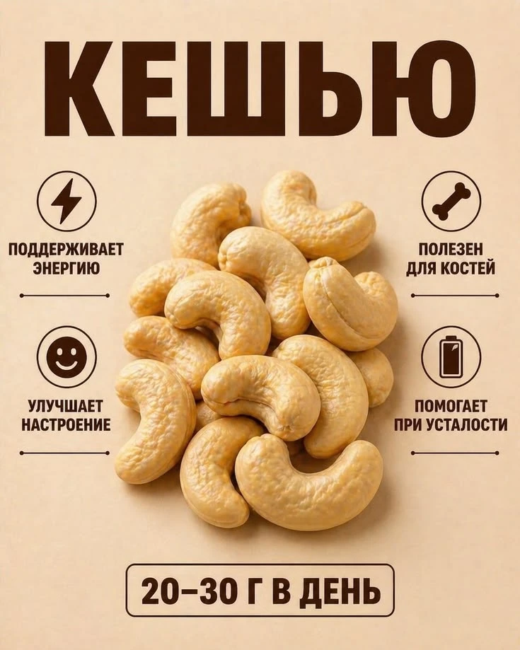 🥜 Кешью — маленький орех с большой пользой!