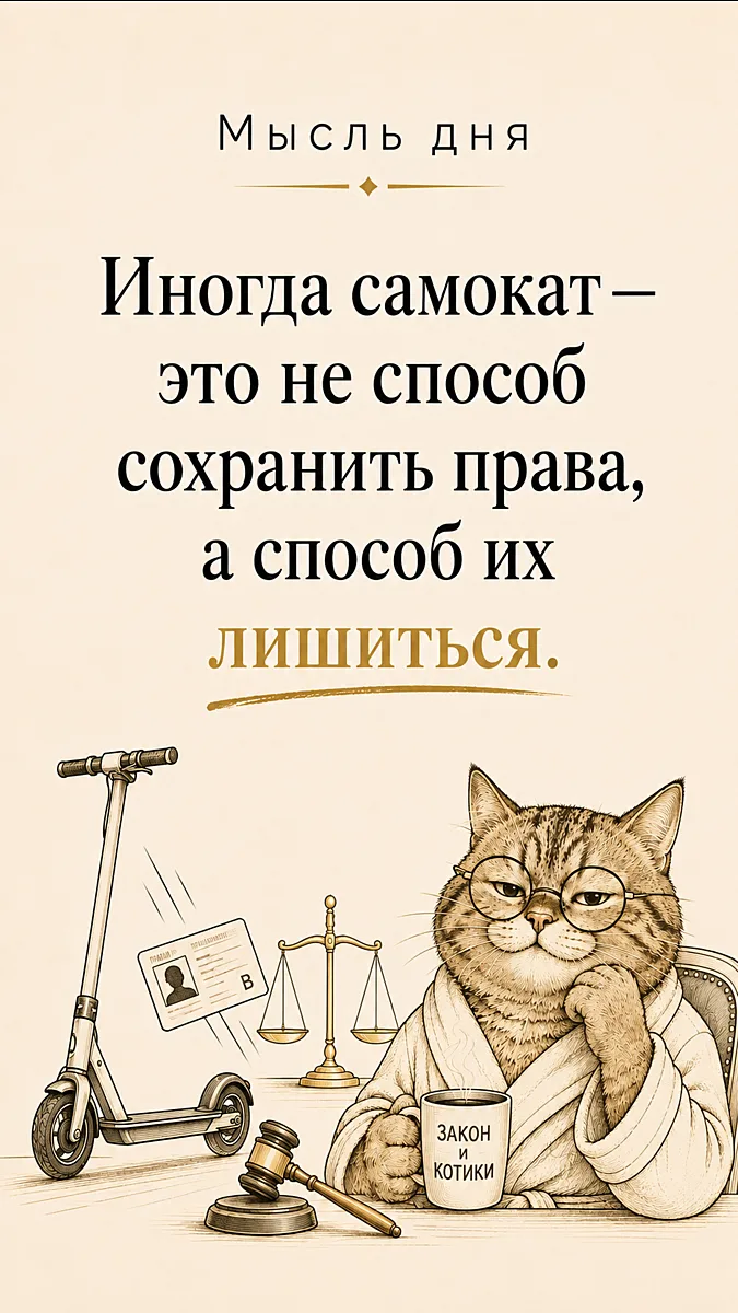 Электросамокат мощностью 0,889 кВт суд признал мопедом. Итог поездки в состоянии опьяне...