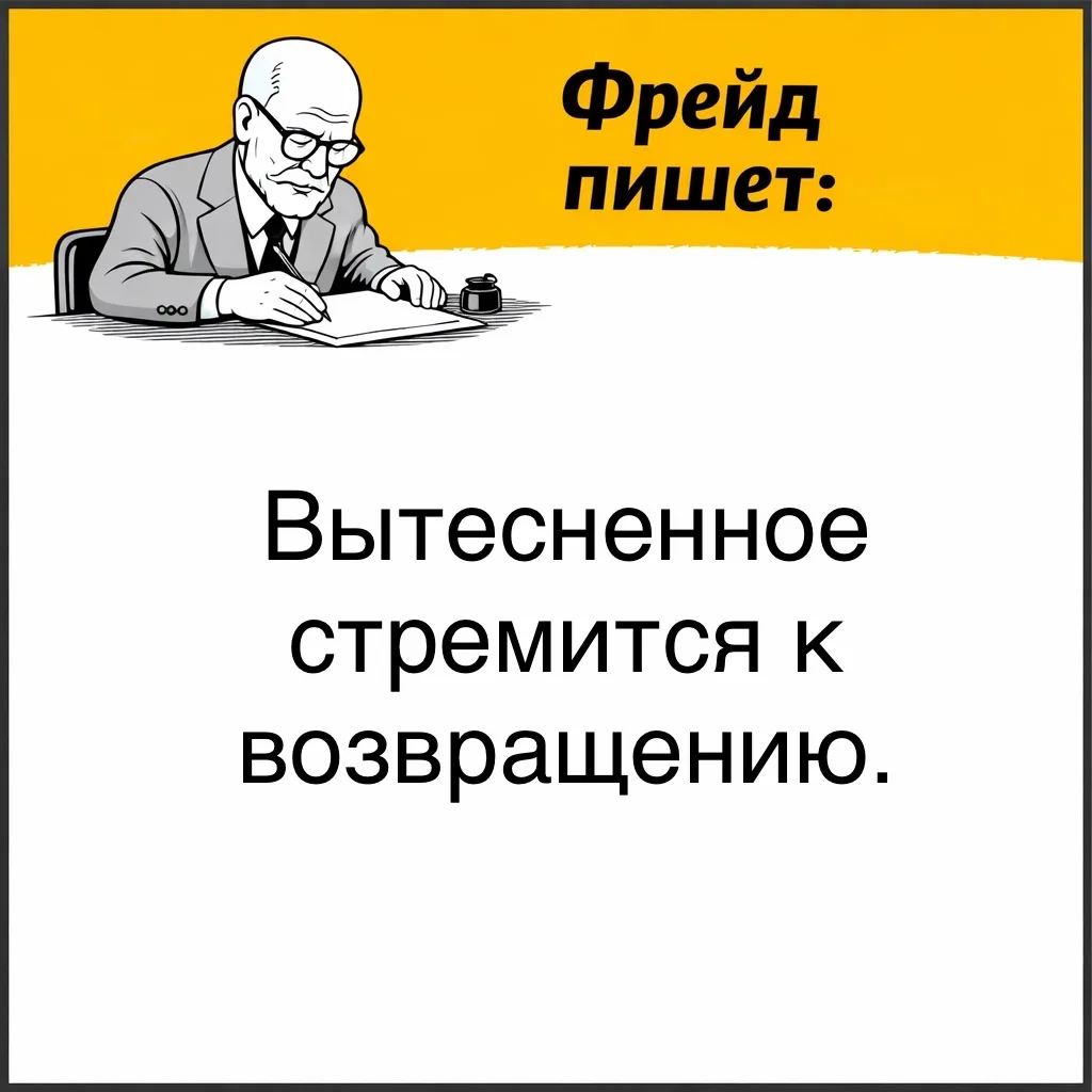 Фрейд считал, что вытесненные чувства и переживания не исчезают бесследно. Если что-то оказалось сли