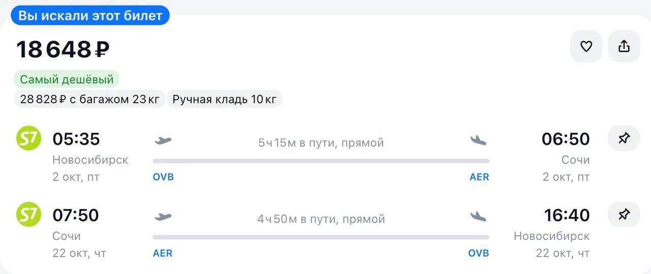 Улететь из Новосибирска в Сочи