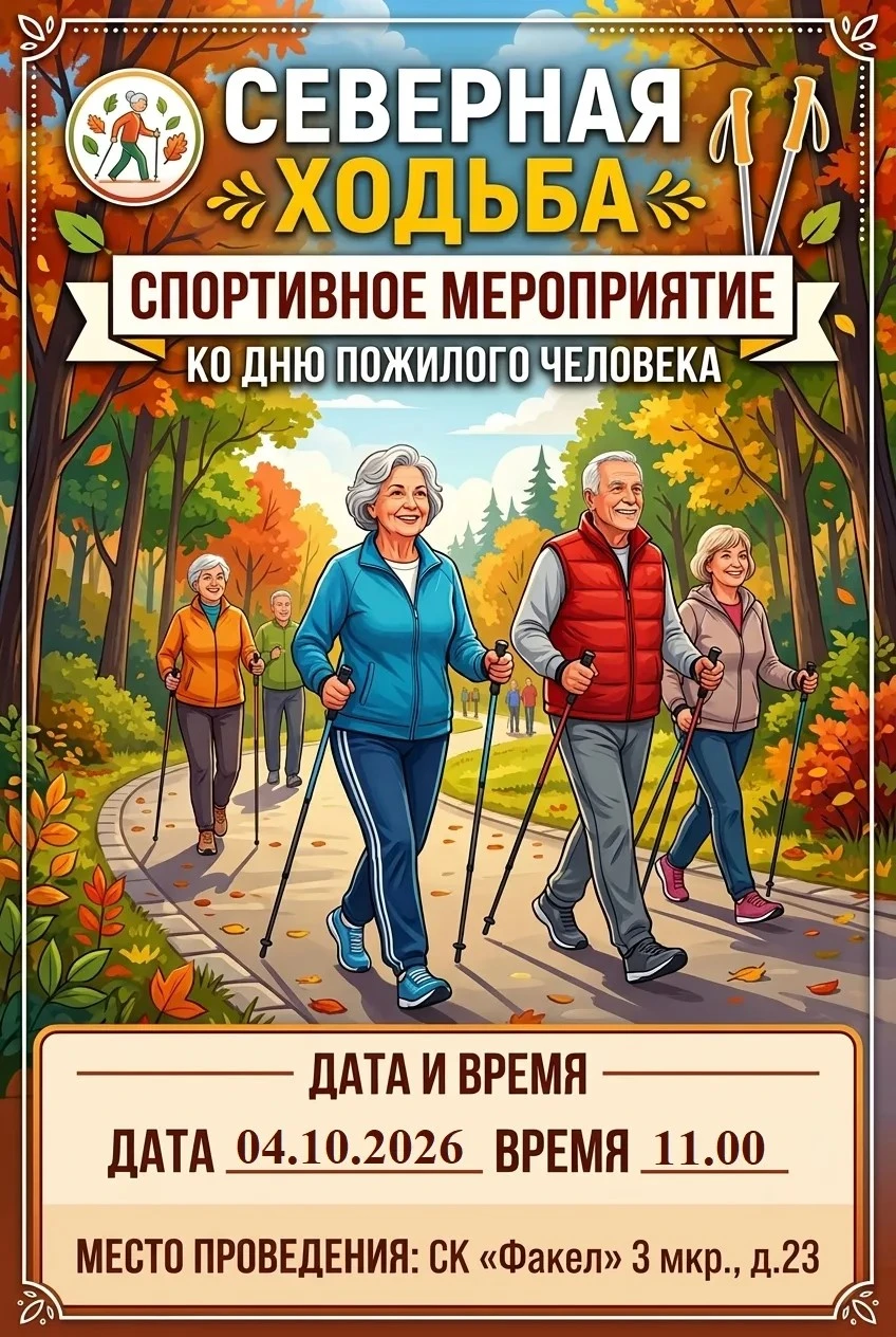 ‼В честь Дня пожилого человека мы рады пригласить вас на фестиваль северной ходьбы!