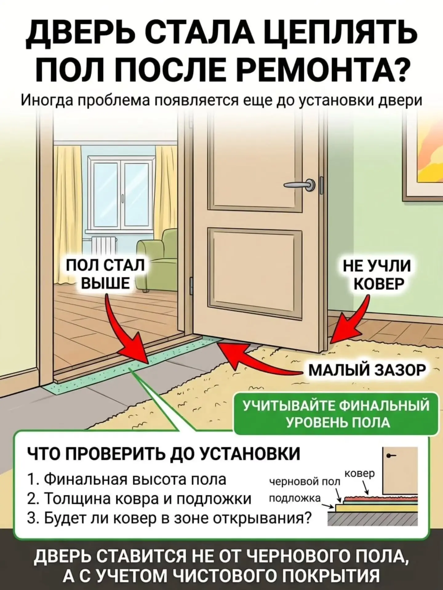 🚪 ПОСЛЕ РЕМОНТА ДВЕРЬ ВДРУГ НАЧАЛА ЦЕПЛЯТЬ ПОЛ?