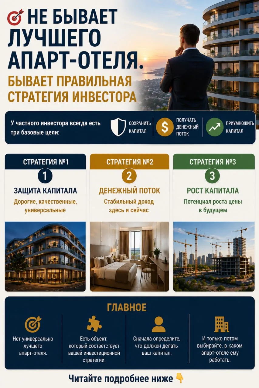 🎯 Не бывает лучшего апарт-отеля. Бывает правильная стратегия инвестора