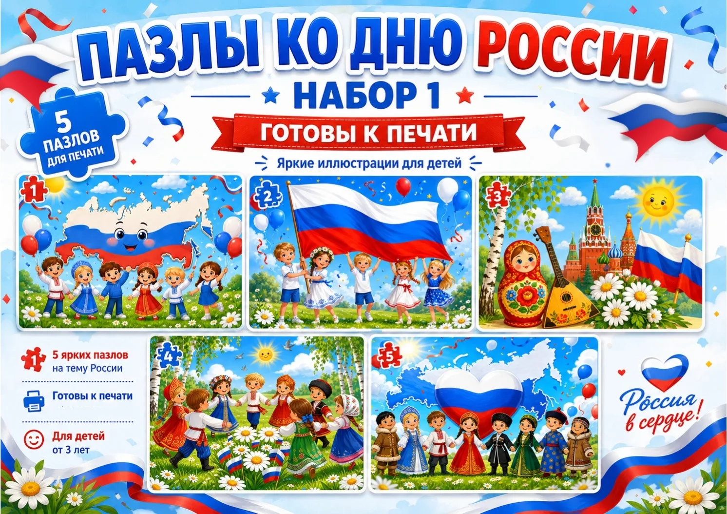 🧩 Пазлы ко Дню России